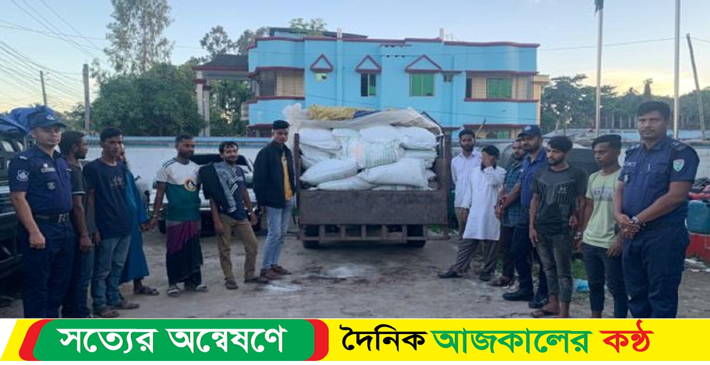 জগন্নাথপুরে বিপুল পরিমান ভারতীয় চিনি জব্দ।৪টি গাড়িসহ আটক-১১