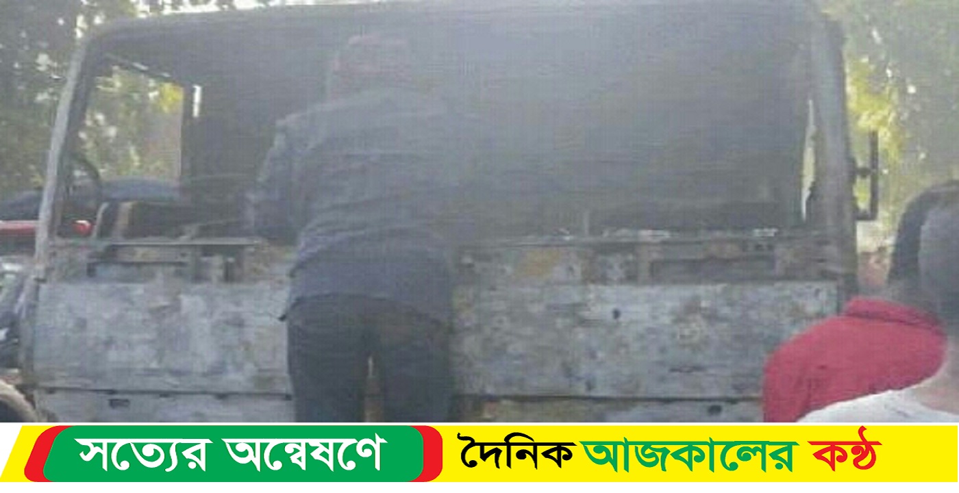 বরিশালে ভোরে সুপারিভর্তি একটি মিনি ট্রাকে আগুন