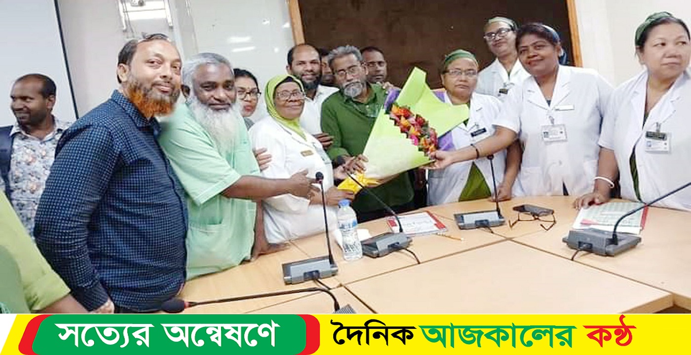 সিলেট এমএজি ওসমানী হাসপাতালে সিনিয়র নার্সিং অফিসার নজরুল ইসলাম বাবুলের বিদায় সংবর্ধনা
