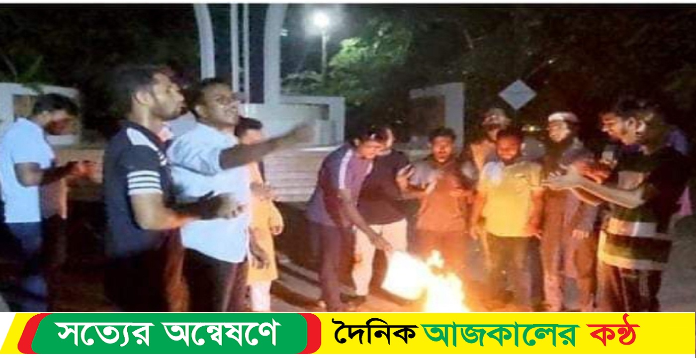 নোবিপ্রবি শিক্ষার্থীরা প্রথম আলো ও ডেইলি স্টার পত্রিকা পুড়িয়ে ক্ষোভ প্রকাশ