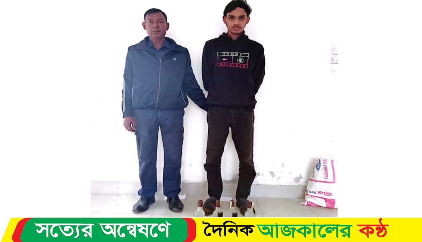 ঝিনাইগাতীতে ৬ বোতল ভারতীয় মদসহ গ্রেফতার ১