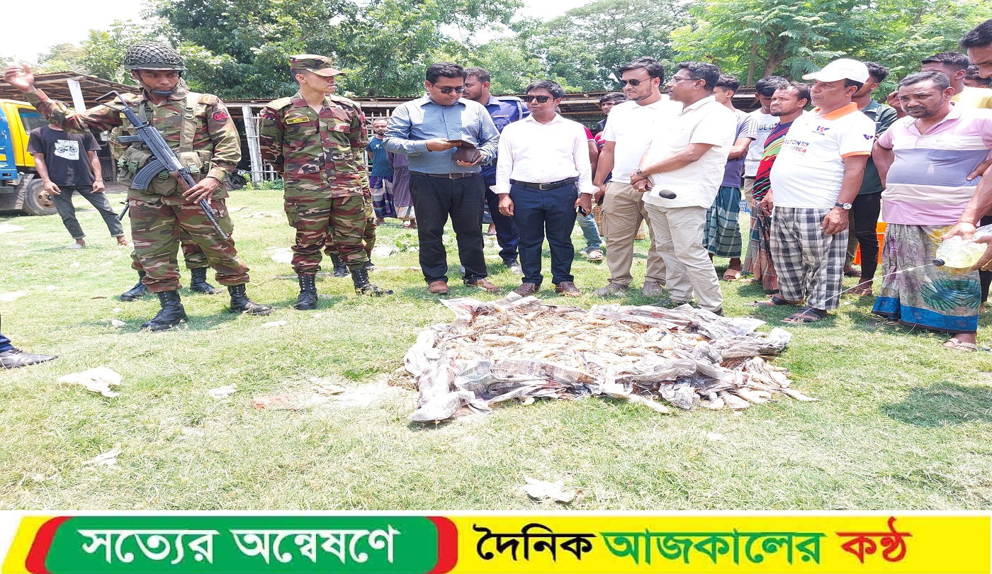 সাতক্ষীরায় ভ্রাম্যমান আদালতের অভিযানে অপদ্রব্য পুশকৃত চিংড়ি জব্দ, জরিমানা আদায়