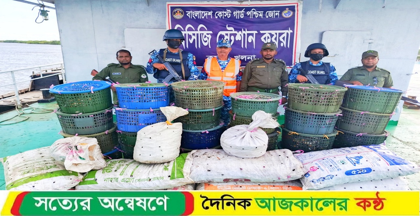 কোস্ট গার্ডের অভিযানে ৮৫০ কেজি কাঁকড়া জব্দ