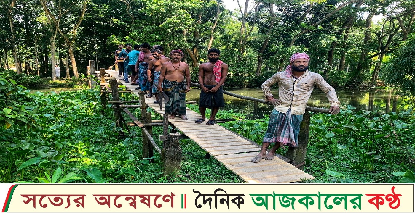 আগৈলঝাড়ায় ঝুঁকিপূর্ণ কাঠের সাঁকোতেই ভরসা গ্রামের হাজার মানুষের