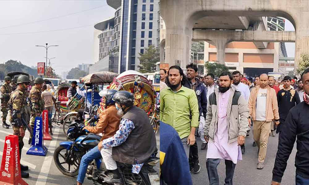 আগারগাঁও থেকে যান চলাচল বন্ধ পায়ে হেঁটে বেগম জিয়ার জানাজায় যাচ্ছে মানুষ,