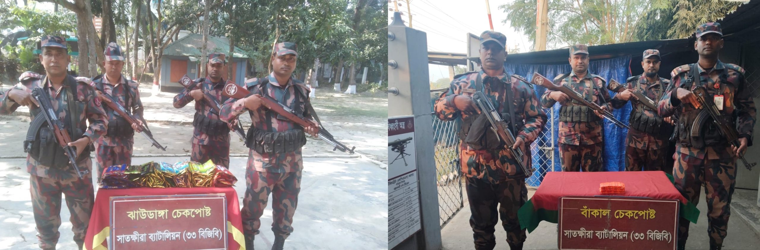 সাতক্ষীরা ও কলারোয়া সীমান্তে প্রায় অর্ধ লক্ষ টাকার মালামাল জব্দ করেছে বিজিবি