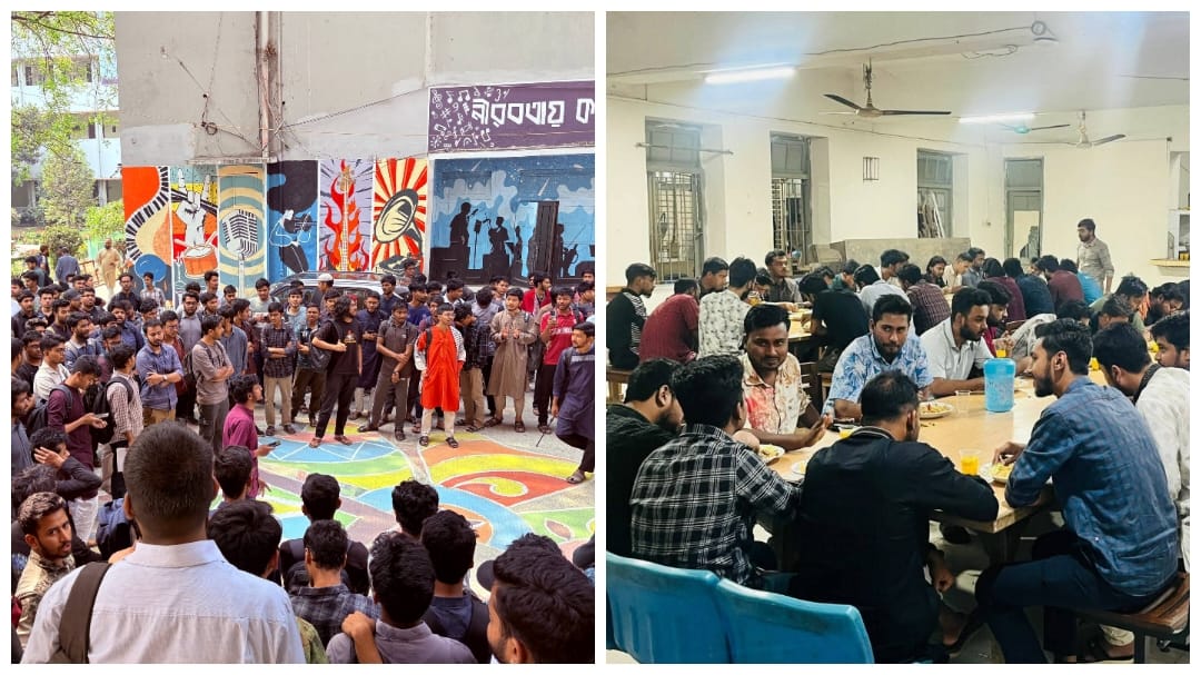 বুটেক্সে ছাত্ররাজনীতি বিরোধী বিক্ষোভ, অতপর সাধারণ শিক্ষার্থীর বেশে হলে ছাত্রদলের ইফতার