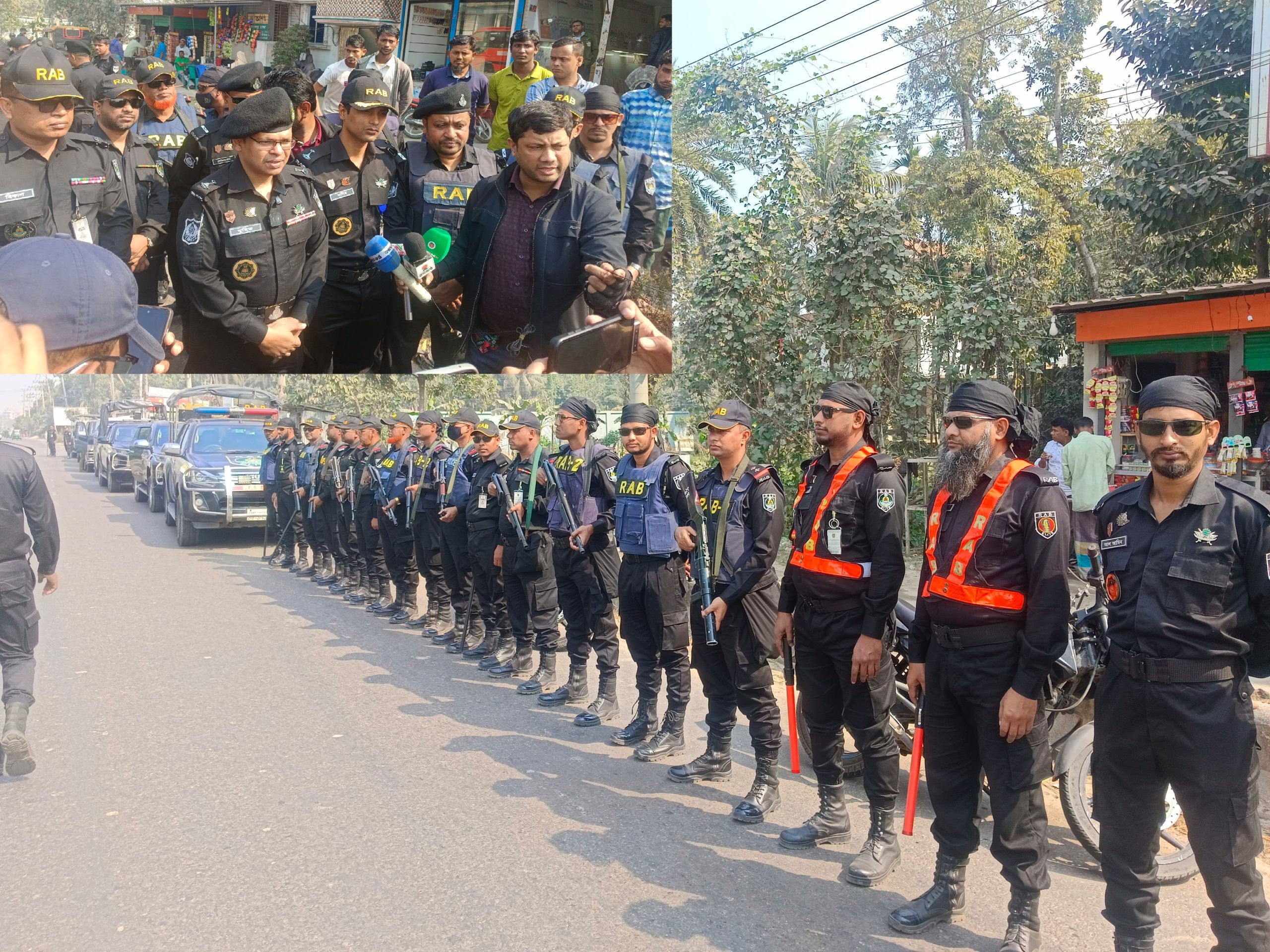 বেগমগঞ্জে র্যাবের রোবাস্ট পেট্রোল মহড়া ও চেকপোস্ট স্থাপন এবং আকস্মিক তল্লাশি অভিযান জোরদার