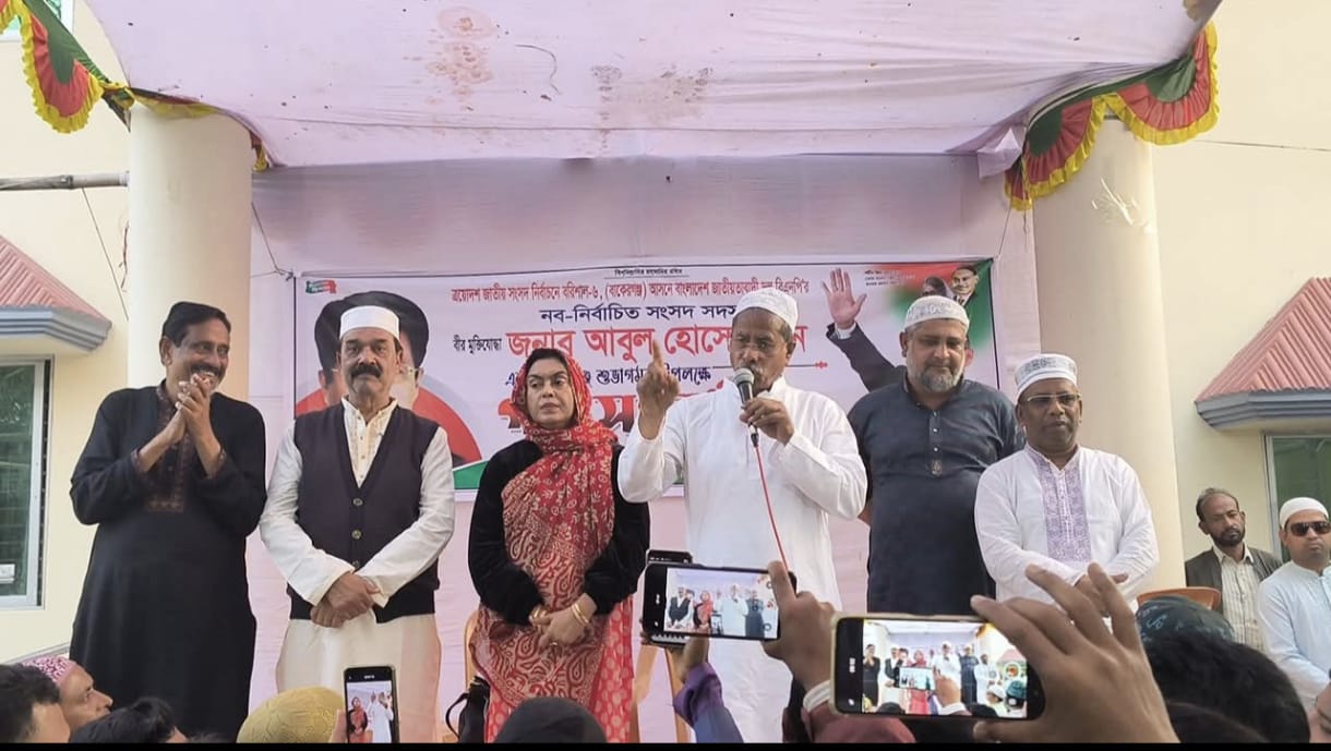 শপথ শেষে বাকেরগঞ্জে এমপি আবুল হোসেন খানের গণসংবর্ধনা, মোটর শোভাযাত্রায় উচ্ছ্বাস