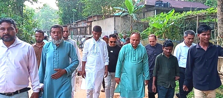 সিলেটের গাজী বোরহান উদ্দিন সড়কের সংস্কার কাজ পরিদর্শনে এমপি এমরান আহমদ চৌধুরী