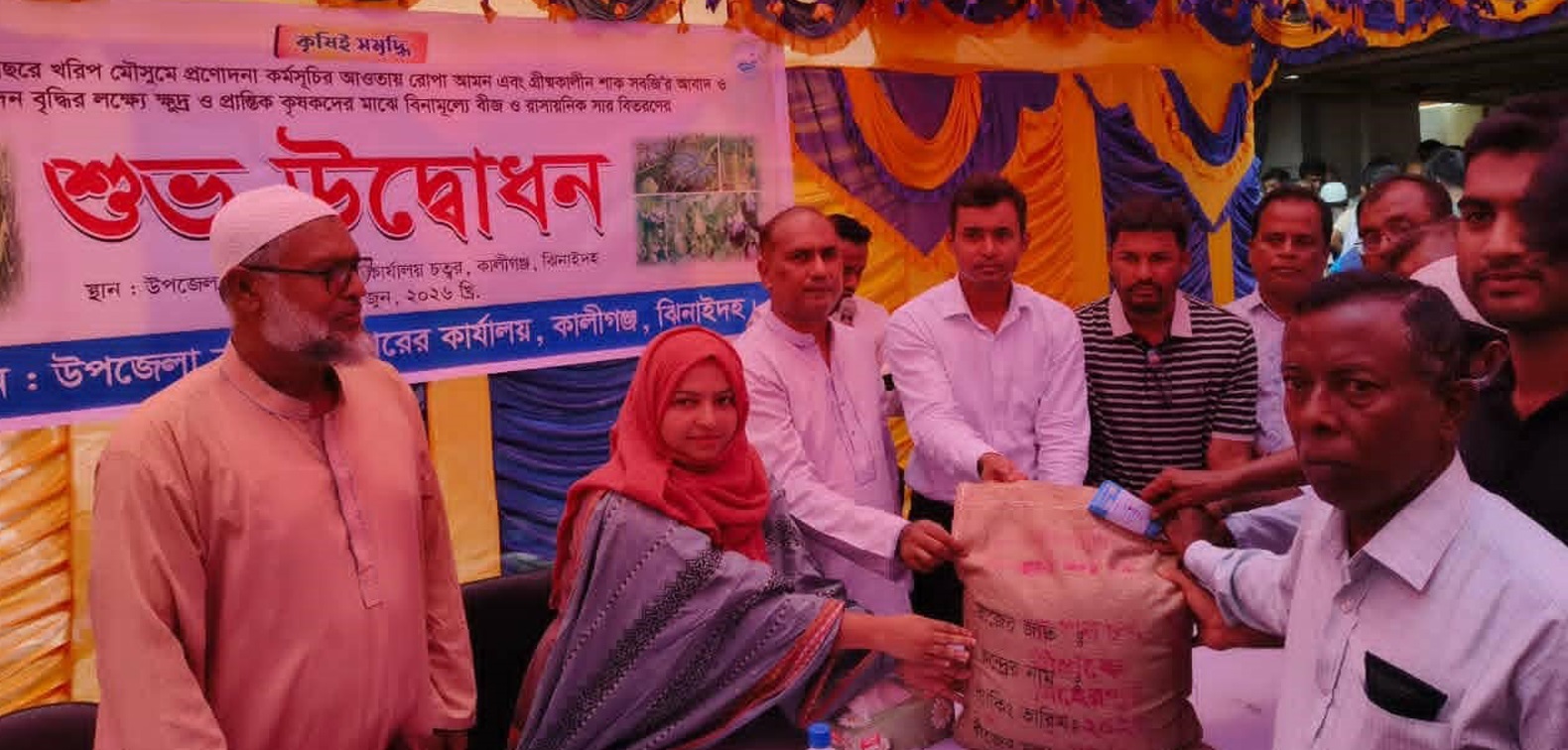 কালীগঞ্জে ৩৫’শত কৃষকদের মাঝে বিনামূল্যের ধান বীজ ও সার বিতরন