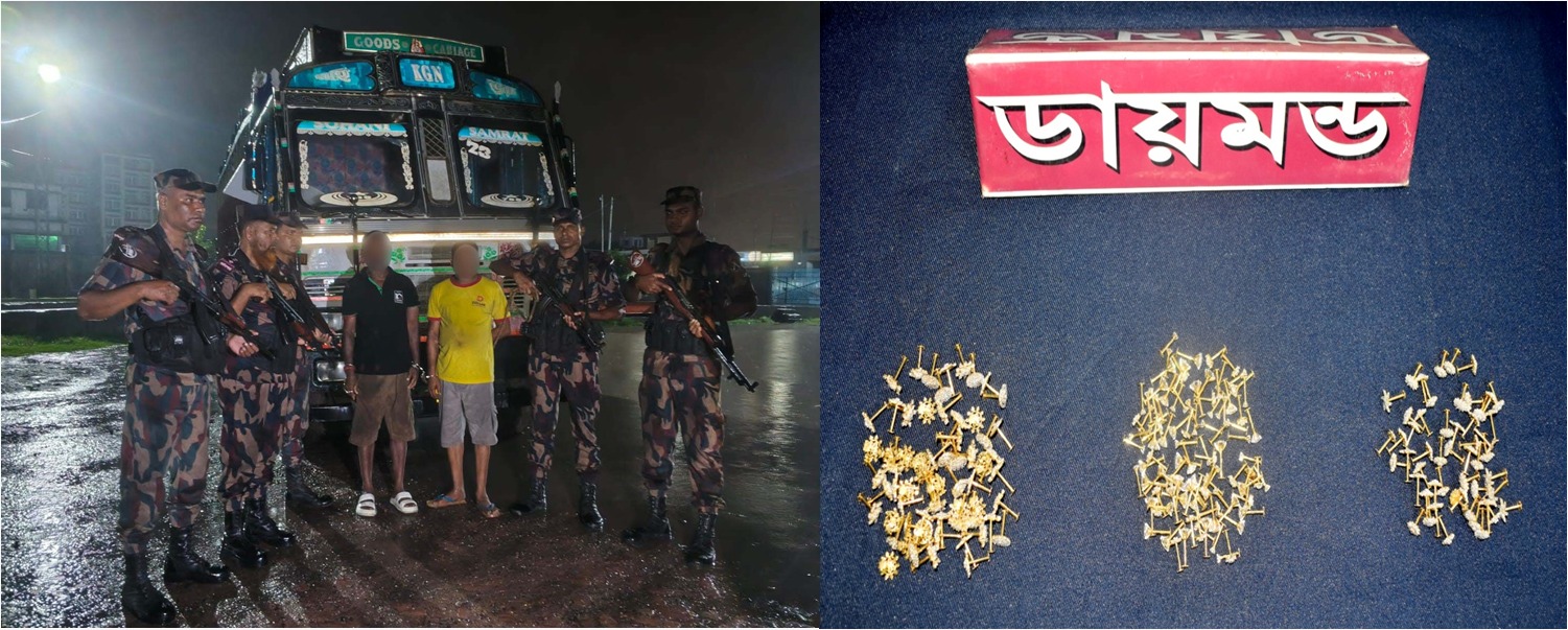 ভোমরা চেকপোস্টে বিজিবির অভিযানে ২১৬ ডায়মন্ডের নাকফুল জব্দ, আটক ২