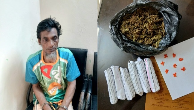 গোলাপগঞ্জে ৬৫০ গ্রাম গাঁজা ও ৪০ পিস ইয়াবাসহ গ্রেপ্তার ১