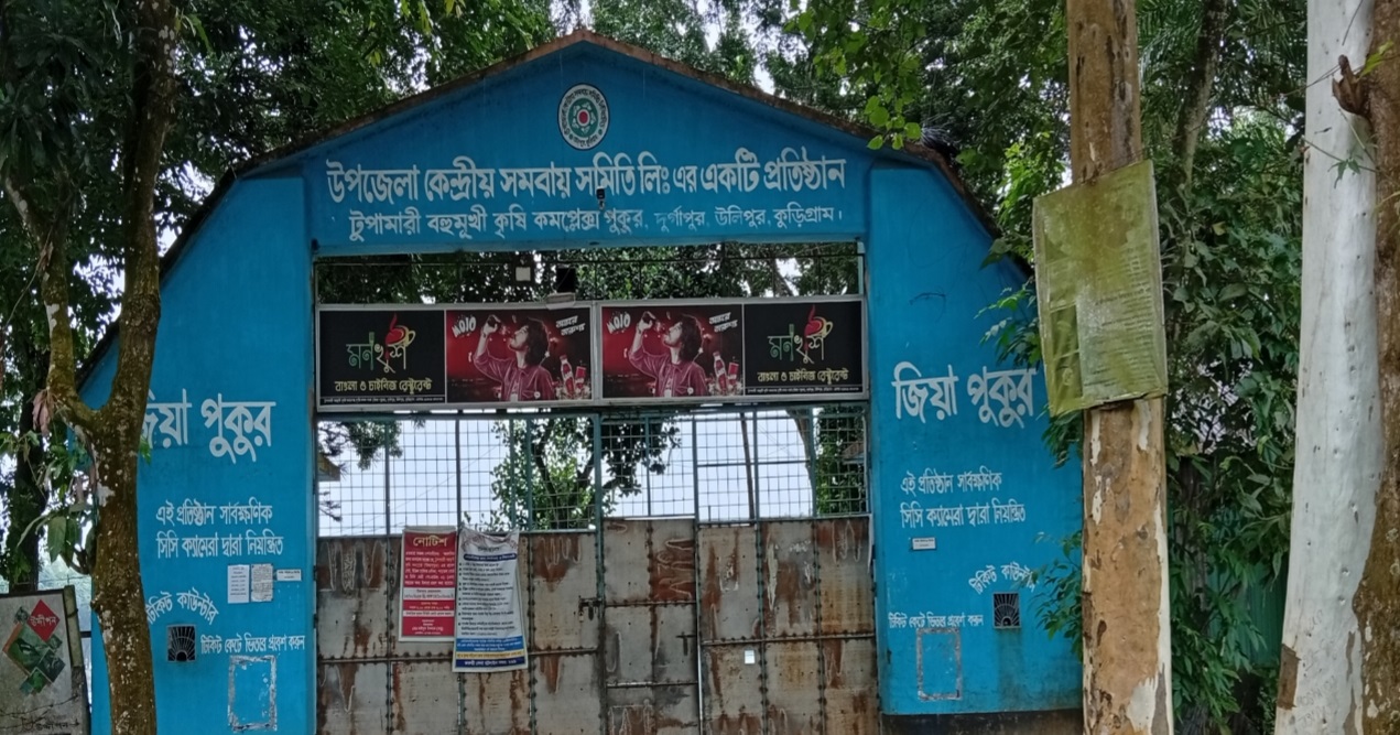 নিয়ম নীতি উপেক্ষা করে জিয়া পুকুরের গাছ কর্তন, থানায় লিখিত অভিযোগ