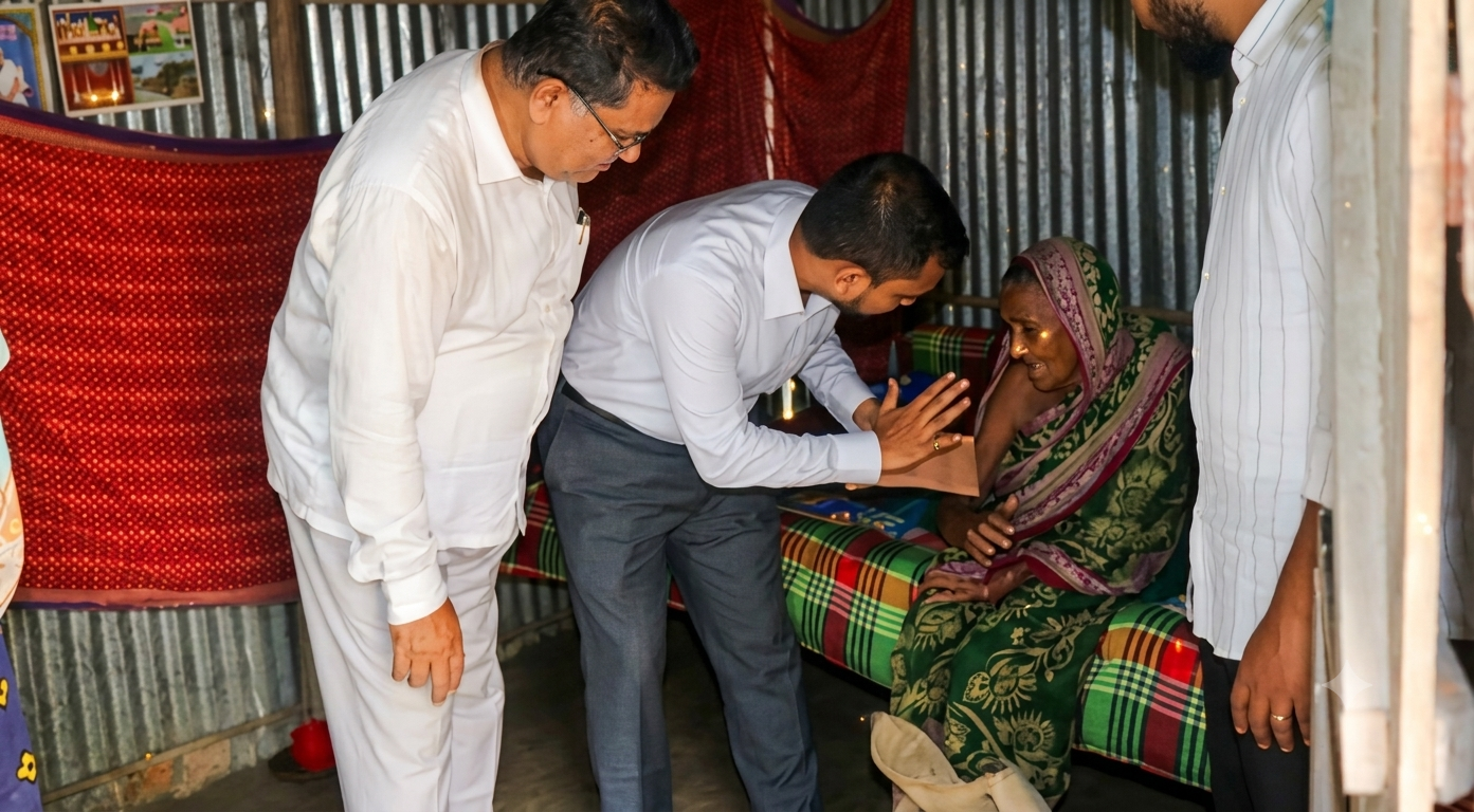 শতবর্ষী সাজিরন বেওয়ার পাশে নাগেশ্বরী উপজেলা প্রশাসন