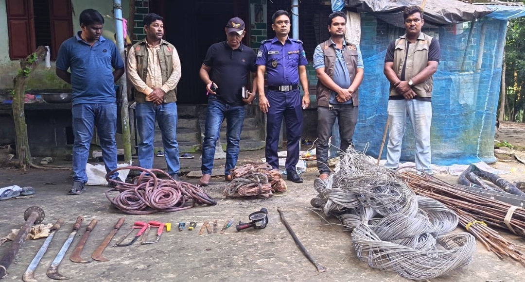 লোহাগড়ায় সরকারি মালামাল চুরি: বিপুল চোরাই তার ও অস্ত্রসহ আটক ১
