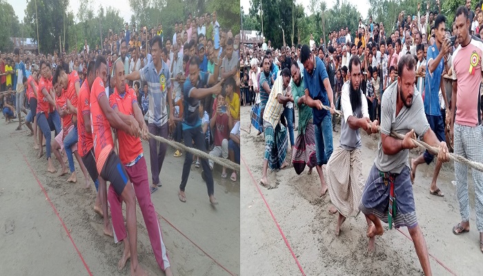ডোমারে গ্রাম বাংলার ঐতিহ্যবাহী রশি টানাটানি প্রতিযোগিতা