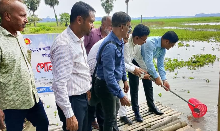লোহাগড়ায় বিভিন্ন প্রতিষ্ঠানের পুকুর ও উন্মুক্ত জলাশয়ে মাছের পোনা অবমুক্ত