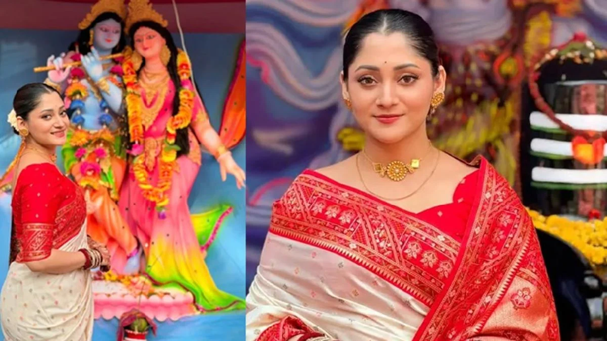‘এক দুর্গার সামনে আরেক দুর্গা’, পূজা চেরীর ছবি ঘিরে মুগ্ধত